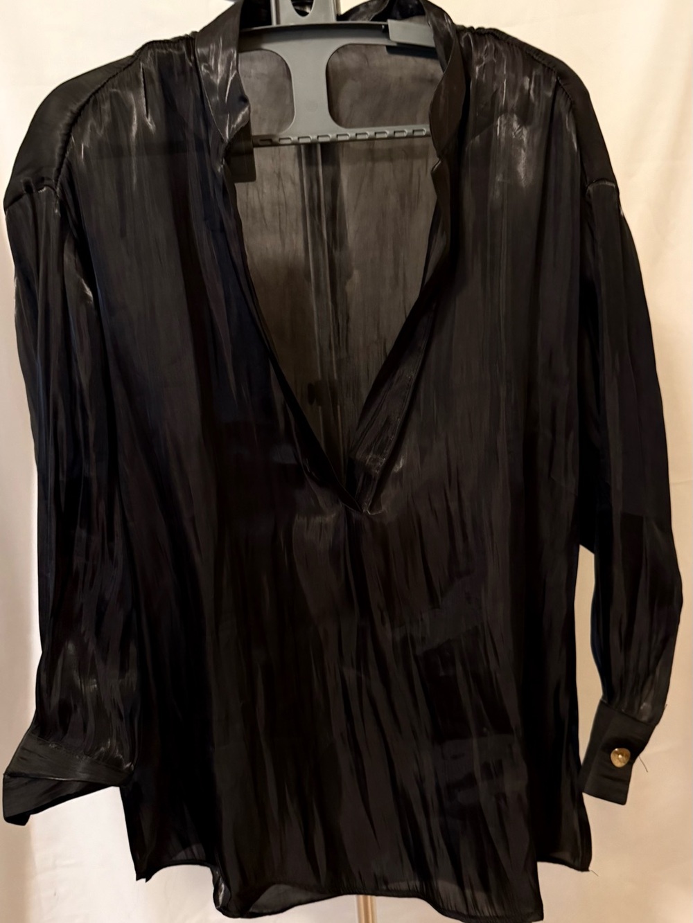 NWOT Women’s Size Small Black Sheer V-Neck Shirt
